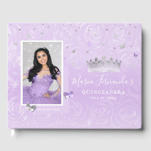 Livre D'or Rose Violet Clair Élégant Photo Quinceanera