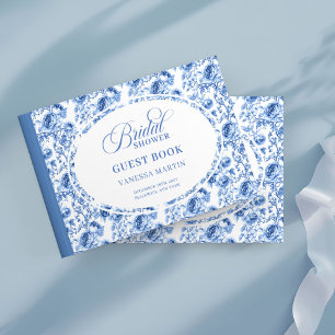 Livre D'or Roses Bleues Classiques Toile de Jouy Baby Shower