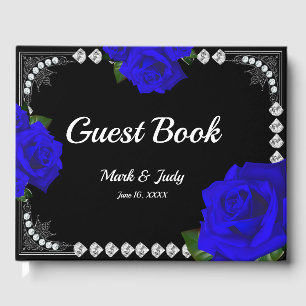 Livre D'or Roses Bleus Romantiques Et Mariage Diamants