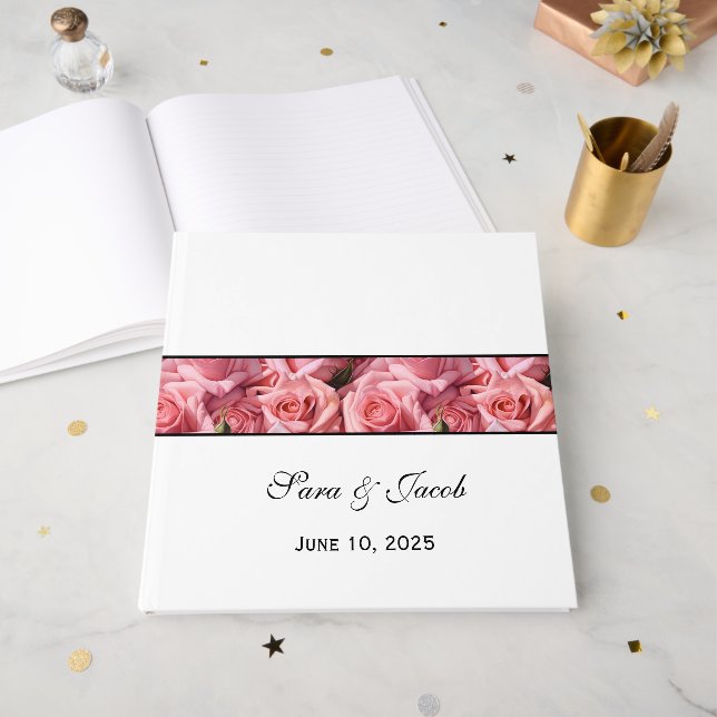 Livre D'or Roses roses (Recto ouvert)