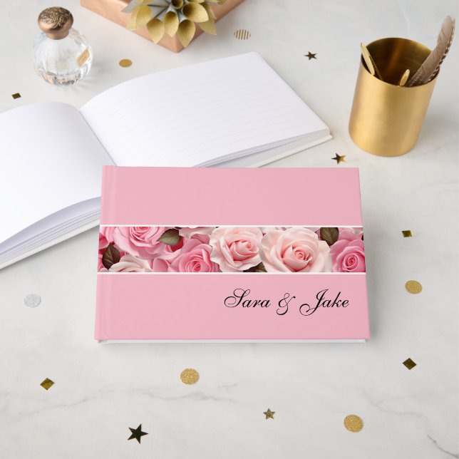 Livre D'or Roses roses (Recto ouvert)