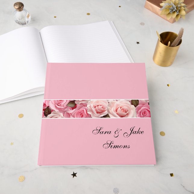 Livre D'or Roses roses (Recto ouvert)