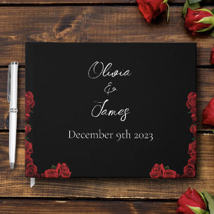 Livre D'or Roses rouges Blanc Black Elegance Mariage intempor