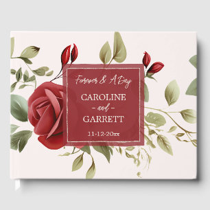 Livre D'or Roses rouges romantiques Mariage rose pâle