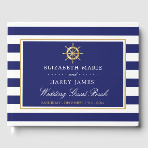 Livre D'or Roue d'or nautique vintage, Mariage de marine et d