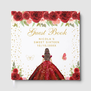 Livre D'or Rouge Florale Brunette Cheveux Princesse Sweet Sei