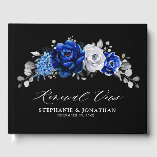 Livre D'or Royal Bleu Blanc Argent Métallique Floral wow reno