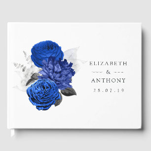 Livre D'or Royal Blue et Silver Floral Mariage