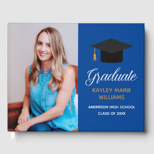Livre D'or Royal Blue Gold Graduation Photo Autograph 2025