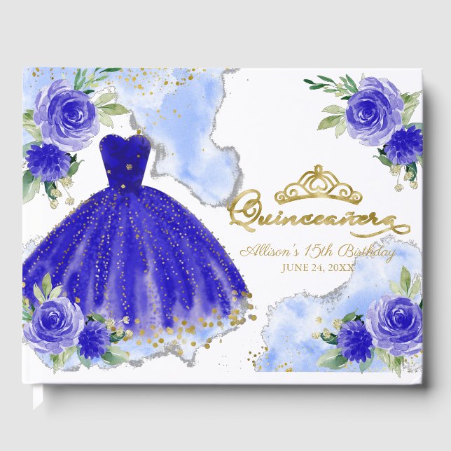 Livre D'or Royal Blue Gown Floral Quinceanera (Recto)