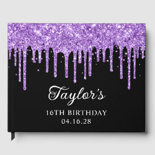 Livre D'or Royal Purple Parties scintillant Drips Noir 16e an