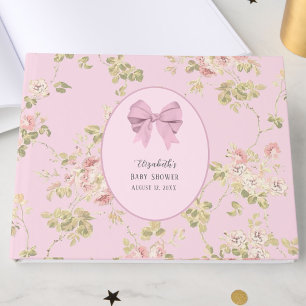 Livre D'or Ruban Rose Élégant C'est une Fille Floral Baby Sho