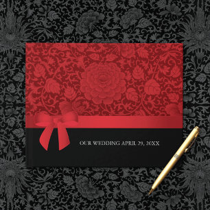 Livre D'or Ruby Rouge Floral Brocade Romantique