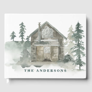 Livre D'or Russe Cabine Aquarelle Forêt Vert Accueil