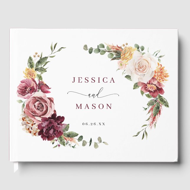 Livre D'or Russe Pays Boho Automne Bourgogne Mariage (Recto)