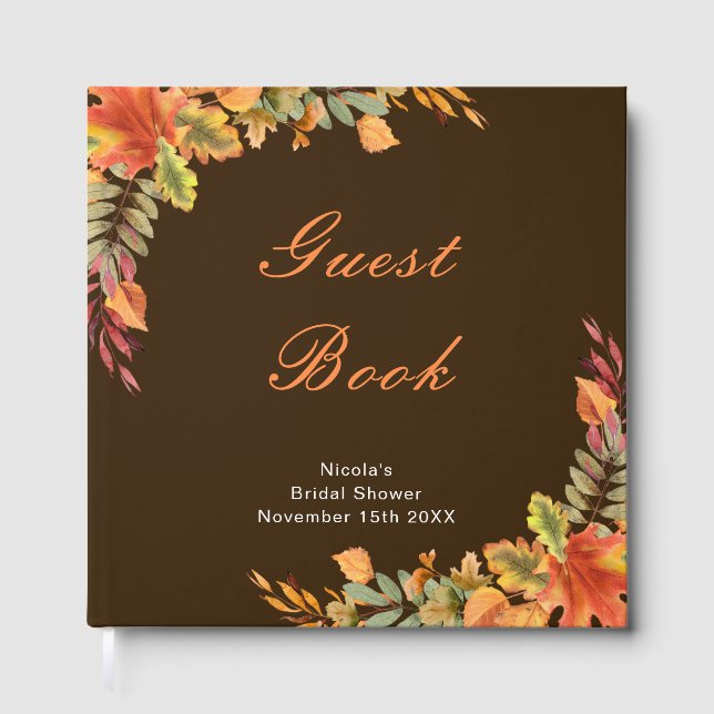 Livre D'or Rustic Autumn Fall Leaves Bridal Shower (Recto)