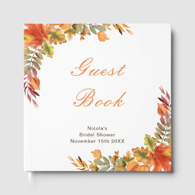 Livre D'or Rustic Autumn Fall Leaves Bridal Shower (Recto)
