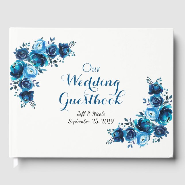 Livre D'or Rustic Blue Floral Country Barne Mariage (Recto)