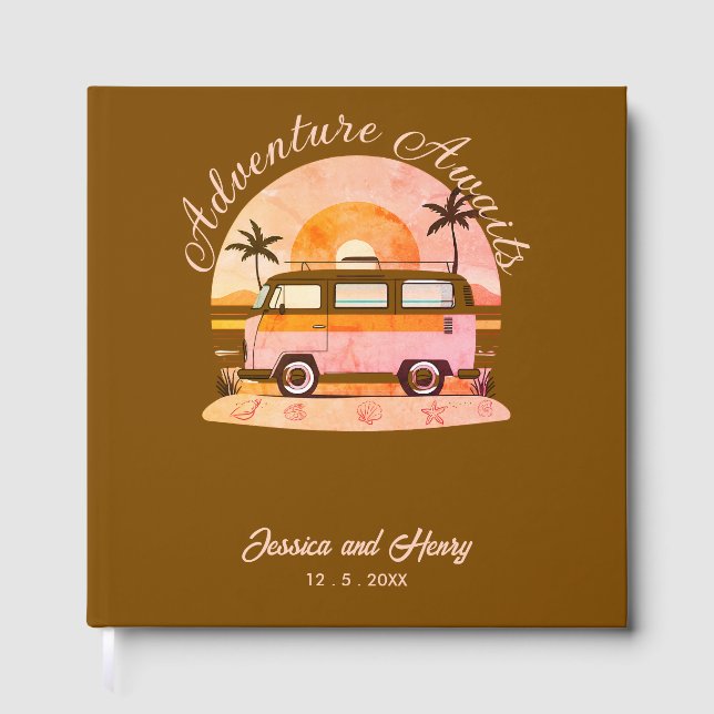 Livre D'or Rustic Brown Adventure attend votre voyage (Recto)