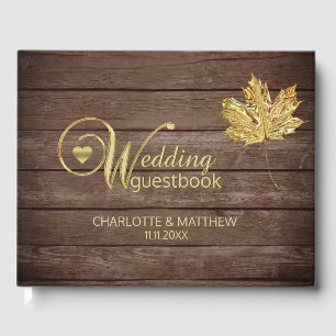 Livre D'or Rustic Country Gold Leaf Automne Mariage Automne