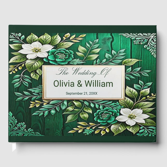 Livre D'or Rustic Emerald Green Mariage (Recto)