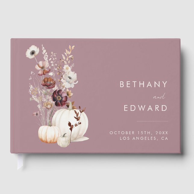Livre D'or Rustic Fall Floral Citrouille Mariage (Recto)