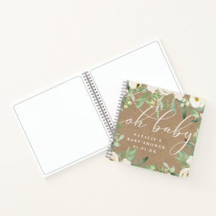 Livre d'or Rustic Foliing et Baby shower blanc