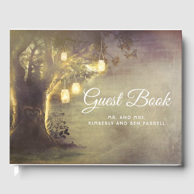Livre D'or Rustic Love Tree et Mason Jar Mariage (Recto)