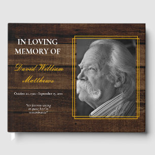 Livre D'or Rustic Photo Bois Look Bereavement   Funérailles