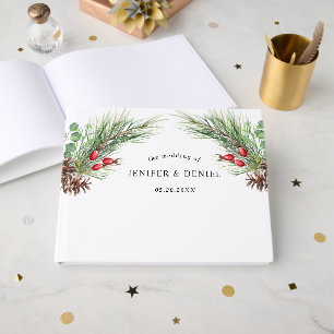 Livre D'or Rustic Winter Berry Pine Mariage de verdure