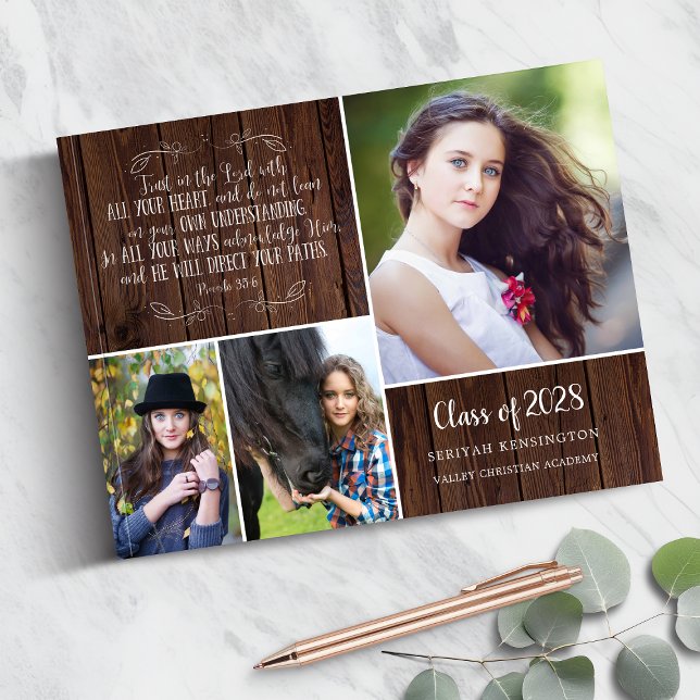 Livre D'or Rustic Wood Christian Graduation Proverbes 3 (Rustic Wood Christian Graduation Proverbs 3 Guestbook)