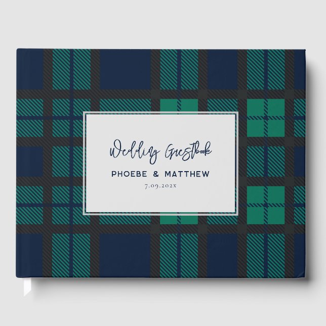 Livre D'or Rustique Blackwatch Script Mariage Tartan (Recto)