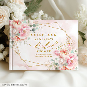 Livre D'or Rustique Bohème Rose Pâle Doré Paillettes Fête de