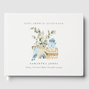 Livre D'or Rustique Boho Blue Nursery Foliage Boy Baby shower