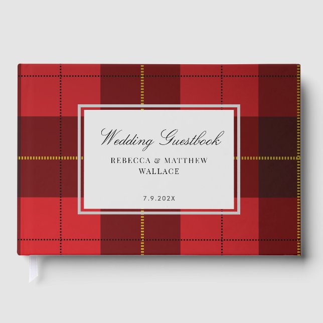 Livre D'or Rustique Plaid Wallace Plaid Rouge Mariage Tartan (Recto)