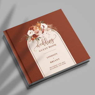 Livre D'or Rustique Terracotta Pampas Grass Boho Arch Mariage