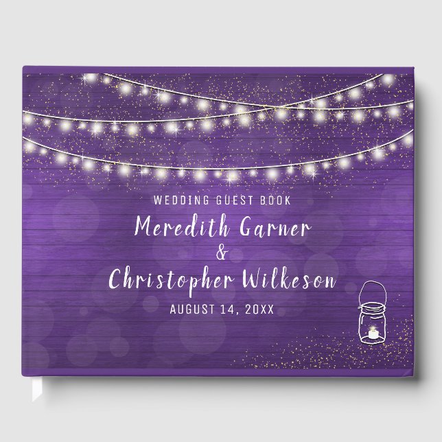 Livre D'or Rustique Violet bois Mason Jar String Mariage (Recto)
