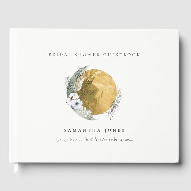 Livre D'or Saga Boho Or vert Couronne florale Shower de maria (Recto)