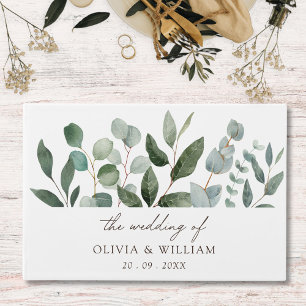 Livre D'or Sage Green Eucalyptus Feuilles Mariages