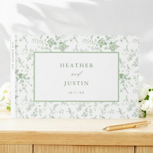 Livre D'or Sage Green Toile Floral Classic Mariage