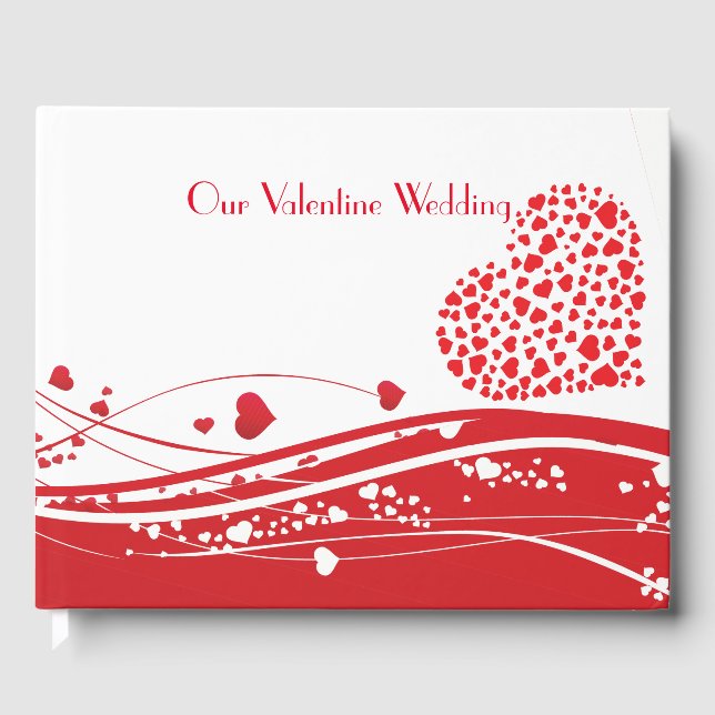 Livre D'or Saint-Valentin Mariage Red White Hearts (Recto)