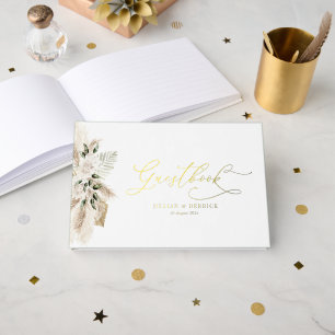 Livre D'or sauge vert et pampas herbe mariage floral