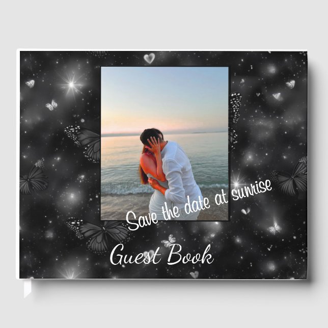 Livre D'or Sauvez la date au lever du soleil – Papillons Pail (Recto)