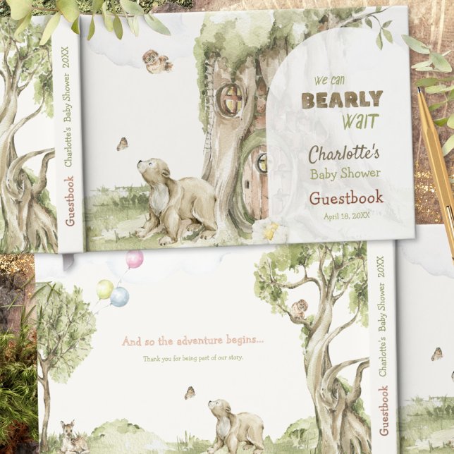Livre D'or Scène forestière à peine attendre (Woodland Scenery Bearly Wait Foil Guest Book ©Susanne Sachers - Sunny Mind 🌞)