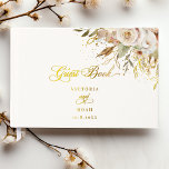 Livre D'or Script botanique Rose d'automne rustique<br><div class="desc">L'amour d'un mariage d'automne est capturé dans ce design élégant avec roses d'aquarelle et de la verdure dans les couleurs chaudes de l'automne de terre cuite, ivoire, rouille, châtaignier, bleu poussiéreux et vert sauge avec des touches d'or pétillant. Ce design présente également des graphiques texte uniques dans une police de...</div>