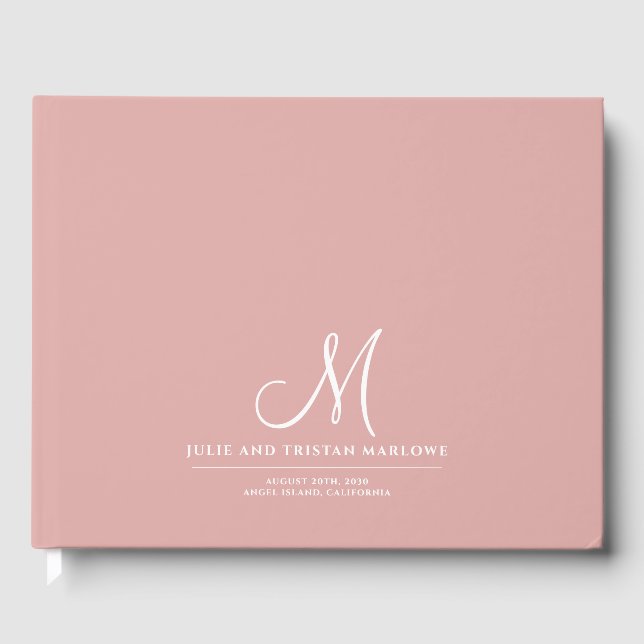 Livre D'or Script Chic Mariage initial Monogramme rose (Recto)