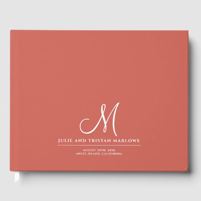Livre D'or Script Chic Mariage initial Monogramme rouille ora (Recto)