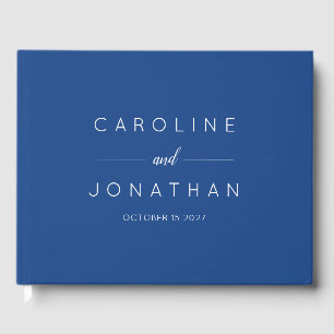 Livre D'or Script minimal moderne Mariage bleu français perso