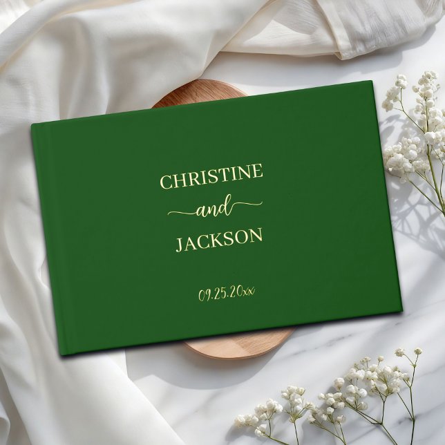 Livre D'or Script moderne élégant Moss Green Mariage or (Créateur téléchargé)