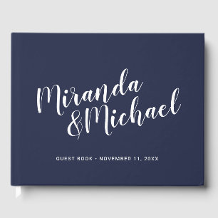 Livre D'or Script moderne Mariage bleu marine marine
